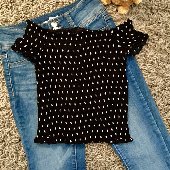 Revamped Tops - (4 for $20) ReVamped Polka Dot Crop Top